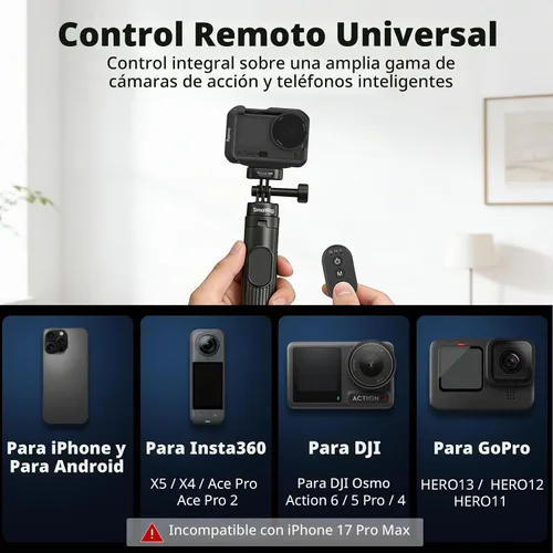 Vista 7 de SmallRig - Trípode extensible para selfie stick de 59 pulgadas con control