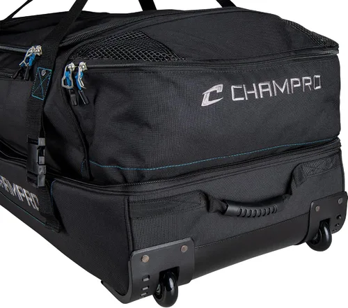 Vista 5 de Bolsa de equipo de árbitro con ruedas para oficiales de béisbol/softbol, color negro