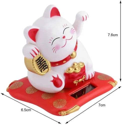 Vista 2 de Tyenaza Gato agitando, brazo agitador de gato de la suerte, gato chino japonés de la suerte, gato de la suerte, alimentado por energía solar, lindo