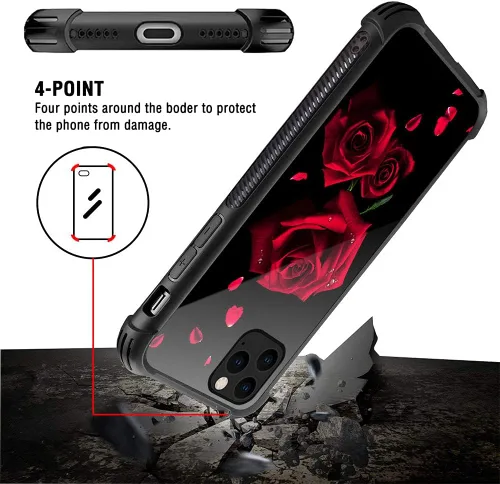 Vista 4 de Funda compatible con iPhone 13 Mini, fundas para niñas y mujeres, románticas rosas rojas