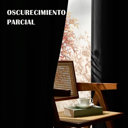 Vista 5 de jinchan Cortinas opacas con textura de lino negro para dormitorio, sala de estar, 2 paneles de 84 pulgadas de largo, con aislamiento térmico