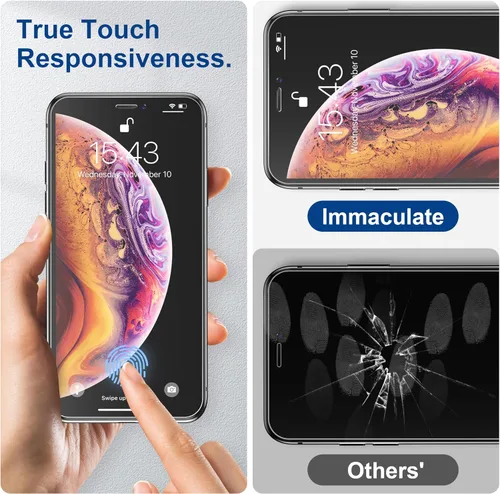 Vista 6 de ImpactStrong Protector de pantalla de vidrio templado inastillable para iPhone 11 Pro/iPhone XS/iPhone X, marco de fácil instalación, sin burbujas