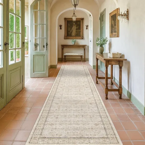 Vista 220 de Hazo Haus – Alfombra pequeña para entrada, cocina o baño, antideslizante con base de goma, resistente a las manchas y a la decoloración, diseño