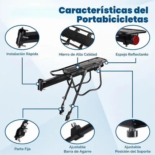 Vista 5 de MEGHNA Portabicicletas de gran capacidad, estable, para bicicleta trasera, ajuste universal desmontable para la mayoría de las bicicletas, fácil