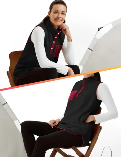 Vista 7 de JACK SMITH Vestido de forro polar sin mangas para mujer, vestido de invierno con botones y bolsillos