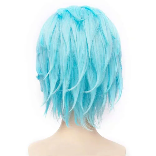 Vista 15 de Peluca corta de pelo sintético para hombre, color naranja