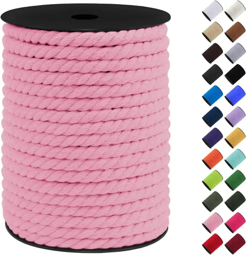 Vista 33 de Cordón de macramé de algodón, 0.315 in x 131 pies, hilo grueso para manualidades, cuerda trenzada de 3 hebras para colgar en la pared, ganchos