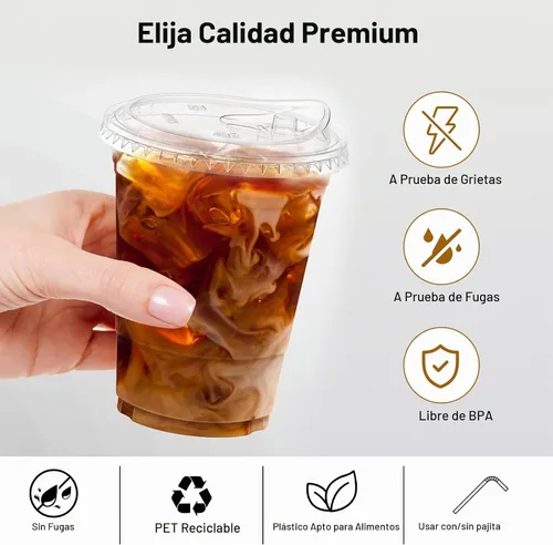 Vista 3 de Vasos de plástico desechables transparentes de 20 onzas con popotes y tapas para sorber, paquete de 50 vasos de plástico transparente, vasos