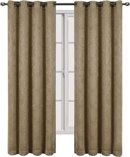 Vista 6 de Royal Hotel Bedding Bella - Paneles de cortina opacas con ojales, color beige, 2 paneles, 52 x 63 pulgadas cada uno
