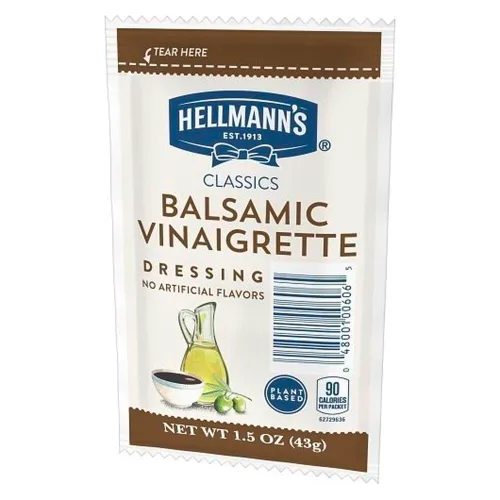 Vista 4 de Hellmann's Classics Balsámico Vinagreta Ensaladera de Vinagreta Control de Porciones Bolsitas Sin Gluten Sin Sabores Artificiales ni Jarabe de Maíz