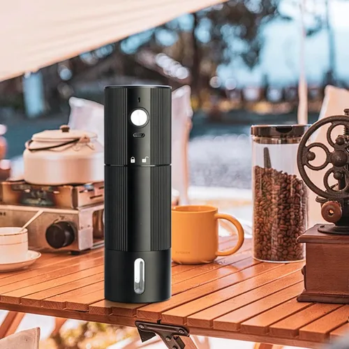 Vista 7 de Molinillo de café portátil, molinillo de café eléctrico con 45 ajustes ajustables, molinillos de café recargables para expreso, viajes, campamento