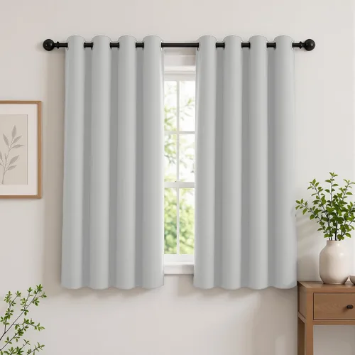 Vista 113 de Cortinas de oscurecimiento de habitación de 45 pulgadas de largo para dormitorio y sala de estar, cortinas térmicas aislantes con ojales