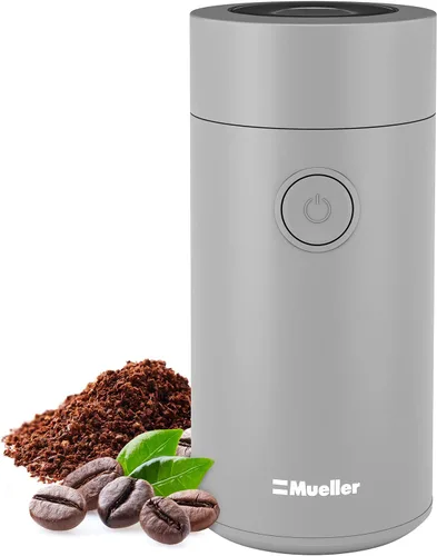 Vista 11 de MuellerLiving Molinillo de café eléctrico para especias, nueces, hierbas y granos de café, cuchilla afilada, acero inoxidable - Blanco