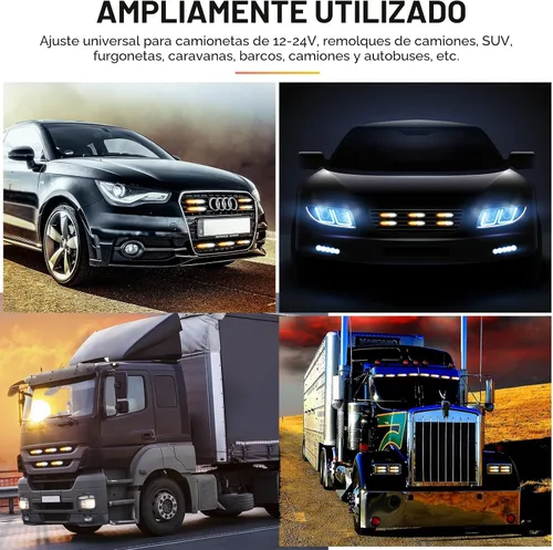 Vista 7 de Paquete de 20 luces LED estroboscópicas de emergencia, 6 LED ámbar y blanco, luces intermitentes de montaje en superficie, luces intermitentes