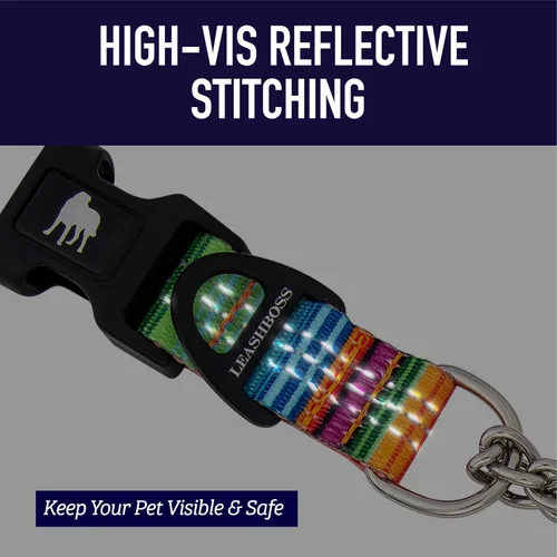 Vista 7 de Leash Boss Collar Martingale para perros – Cadena de acero Collar de nailon reflectante para perros grandes, medianos y pequeños Collar