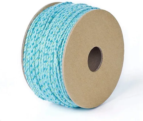 Vista 3 de Cordones de macramé de algodón natural azul de 0.079 in con ribete trenzado de hilo decorativo con carrete para hacer macramé de bricolaje