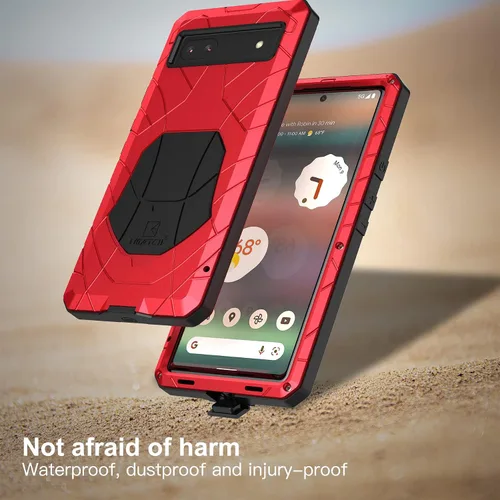 Vista 5 de Feitenn Funda de metal para Pixel 6A 5G, funda protectora resistente para Pixel 6A, funda protectora de silicona dura de silicona resistente a
