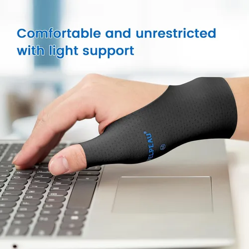 Vista 5 de VELPEAU Manga de compresión para pulgar y muñeca para tendinitis (paquete de 2), tecnología sin costuras, envolturas de guantes para alivio