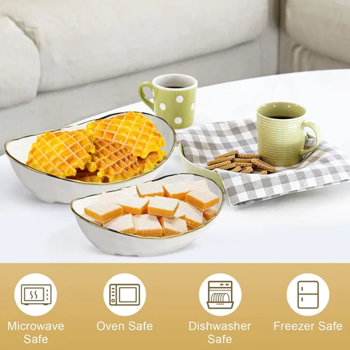 Vista 7 de Frutero para encimera de cocina, cesta de frutas de cerámica de dos niveles, soporte para frutas y verduras frescas, bandejas modernas para servir