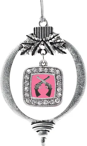 Vista 165 de Inspired Silver - Adorno con dije de reina de rodillo - Adornos navideños cuadrados de plata con joyas de circonita cúbica
