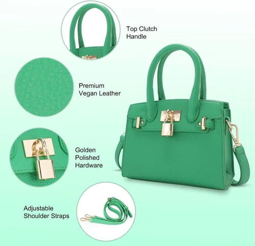 Vista 4 de Bolso bandolera de cuero vegano para mujer, bolso de hombro cruzado de moda, bolso pequeño con asa superior, bolso de noche