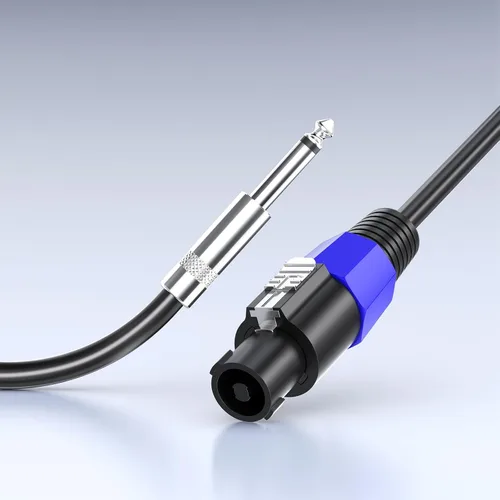 Vista 4 de Paquete de 2 cables de altavoz Speakon de 3 pies a macho de 1/4 pulgadas, cable profesional resistente de calibre 12, cable de conexión de 0.250 in