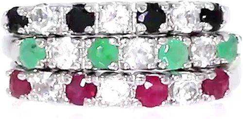 Vista 5 de Ross-Simons 1.50 ct. t.w. Multi-Gemstone Jewelry Set 3 Rings in Sterling Silver