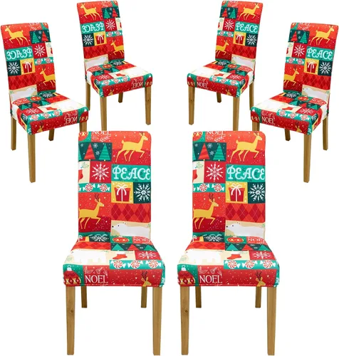 Vista 19 de Juego de 4 fundas elásticas para sillas de comedor, fundas elásticas para sillas de comedor, fundas para sillas de comedor, fundas protectoras