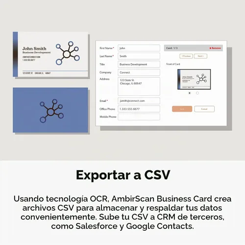 Vista 5 de Ambir Escáner de tarjetas de visita ImageScan Pro 667 con tarjeta de visita AmbirScan para PC con Windows y MAC