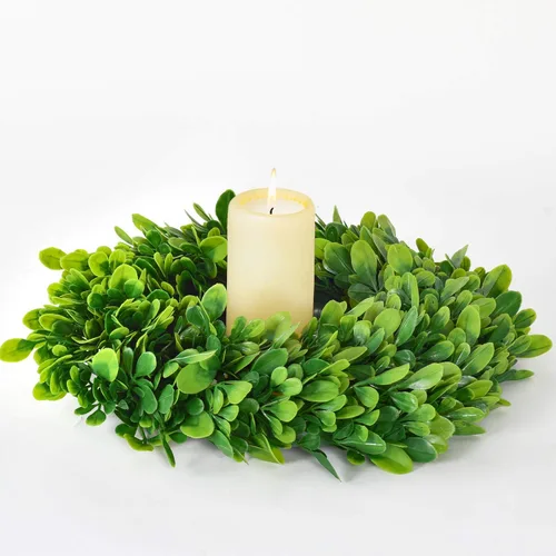 Vista 2 de Lvydec Paquete de 2 coronas artificiales de boj – Mini corona verde de 11 pulgadas para decoración de pared, ventana, mesa
