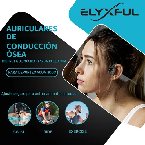 Vista 5 de Auriculares de natación con conducción ósea ELYXFUL, IP68 impermeables Bluetooth y reproductor MP3 de 64GB, auriculares de oreja abierta para nadar