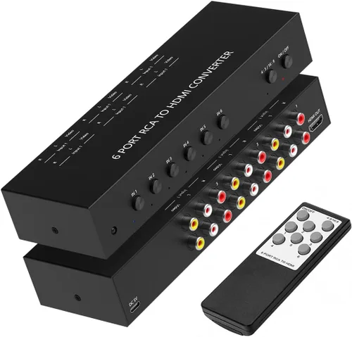 Vista 14 de Interruptor HDMI/AV 5 en 1, convertidor 4K-HD MI+1AV a HDMI, compatible con HDR y HDCP 2.2 y 3D completo con control remoto IR compatible
