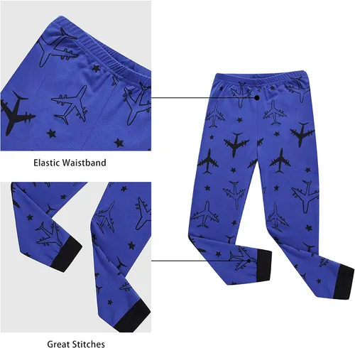 Vista 4 de KikizYe Conjunto de pijama para niños pequeños y grandes, pijama 100% algodón