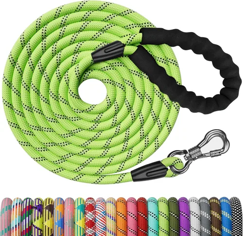 Vista 26 de NTR Correa de perro de 3 pies resistente, Correas de perro de cuerda verde con gancho giratorio y con candado y mango acolchado cómodo, Correa