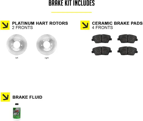 Vista 2 de Hart Brakes Kit Frenos y Rotores Delanteros Pastillas de Freno Delantero Rotores y Pastillas de Freno Pastillas y Rotores de Freno Cerámicos