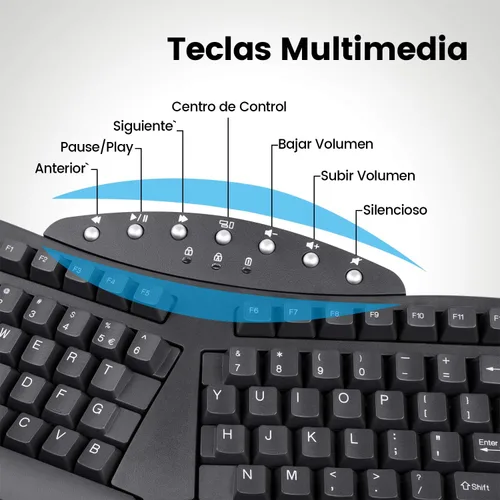 Vista 4 de Perixx PERIBOARD-612B ES - Teclado Inalámbrico RF con divisiones, sistema Dual y Bluetooth 4.0, Compatible con Windows 10 y macOS - QWERTY Español