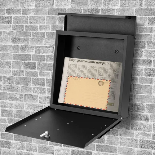 Vista 5 de Buzón de Pared con Cerradura y Llaves, Buzón de Seguridad con Llavero para Exterior de la Casa, Buzón de Correo con Cerradura, Buzón de Metal