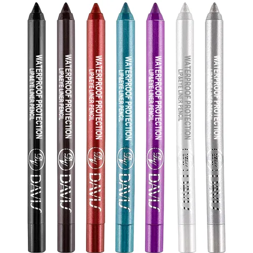 Vista 16 de Juego de 3 lápices delineadores de ojos coloridos, lápiz de sombra de ojos, kit de delineador de ojos perlado metálico con purpurina para mujeres