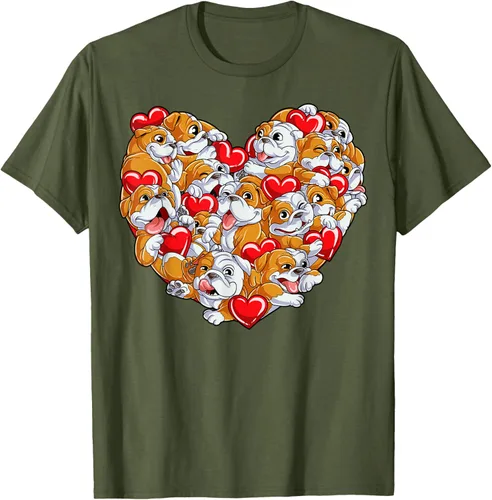 Vista 36 de Camiseta inglesa para el día de San Valentín con diseño de corazón y perro amante de los niños Negro