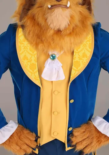 Vista 7 de Disfraz de bestia para adultos, máscara de cabeza completa para hombre de la Bella y la Bestia de Disney, vestido para impresionar, traje azul