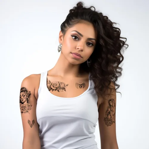 Vista 4 de Los Vatos Chicano Vol. II - Cholo y Chola Tatuajes Temporales Para Hombres Mujeres, Payasa, Lowrider, Virgen María, Oración, Cruz, Chicana