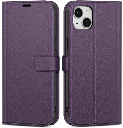Vista 17 de oakxco Funda tipo cartera para iPhone SE 2022/2020/8/7 con soporte para tarjeta de crédito, funda magnética RFID delgada tipo libro con tapa