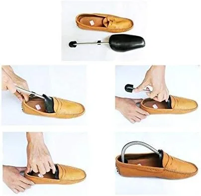 Vista 7 de UPSTORE 4 pares negros de plástico ajustable para hombre, zapatos para adultos, soporte para botas, soporte práctico, portátil, soporte de zapatos