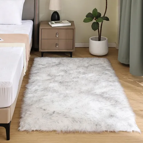 Vista 103 de Latepis - Alfombra rectangular de piel sintética tipo lana de oveja suave y esponjosa de estilo bohemio para sala de estar, dormitorio y residencias