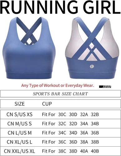 Vista 6 de RUNNING GIRL Sports Bra for Women, Criss-Cross Back Padded Strappy Sports Bras Medium Support Yoga Bra with Removable Cups