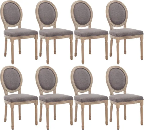 Vista 12 de Kmax Sillas de comedor estilo granja, patas de madera marrón, elegantes sillas de cocina copetudas, sillas de dormitorio francesas desgastadas
