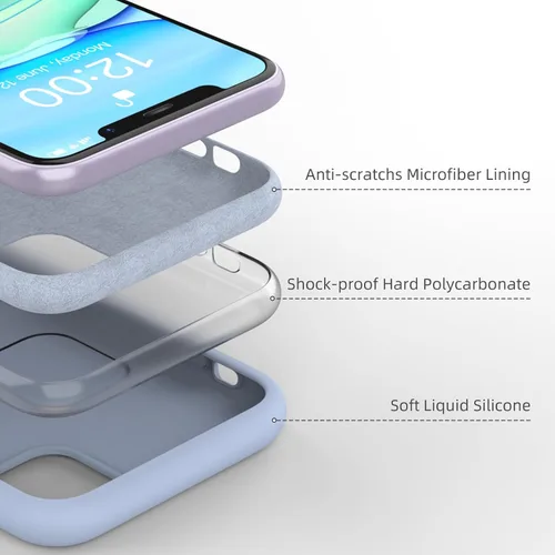 Vista 4 de Funda de silicona líquida compatible con iPhone 11, color azul claro [Protección contra caídas] [Resistente a los arañazos, a prueba de golpes]