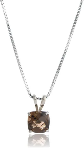 Vista 18 de MAX + STONE 925 Sterling Silver Cushion Cut Birthstone Necklace for Women 6mm Hypoallergenic Solitaire Necklace Gemstone Pendant Necklaces with