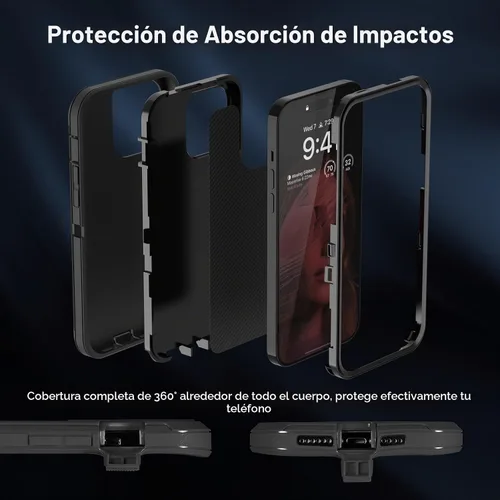 Vista 6 de Sansunto Funda para iPhone 15 Plus y iPhone 14 Plus, protección de cuerpo completo, resistente a prueba de golpes, 3 en 1, goma de silicona Negro