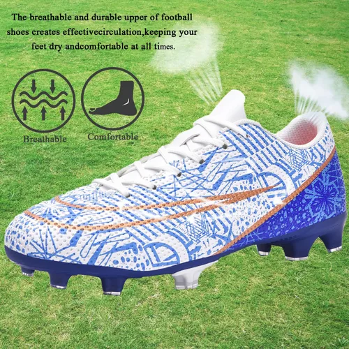 Vista 4 de WINGFAI Zapatos de fútbol para hombre, para exteriores, césped interior, tenis de entrenamiento de fútbol profesional, botas de fútbol atléticas